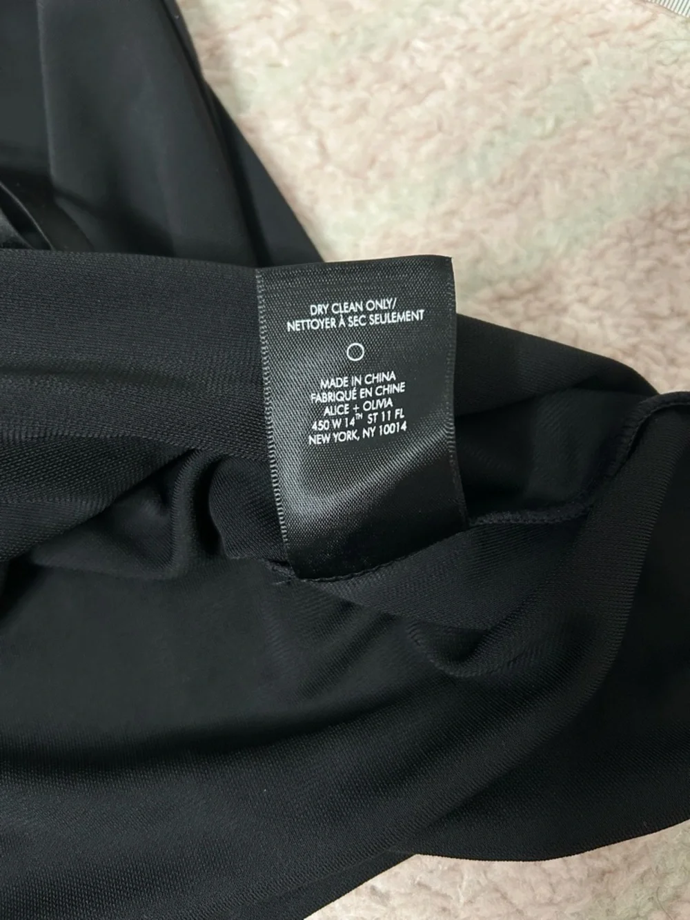 NWT Alice and Olivia Marsha Black Ruched Front Polo Mini Dress Size Medium - Picture 7 of 12